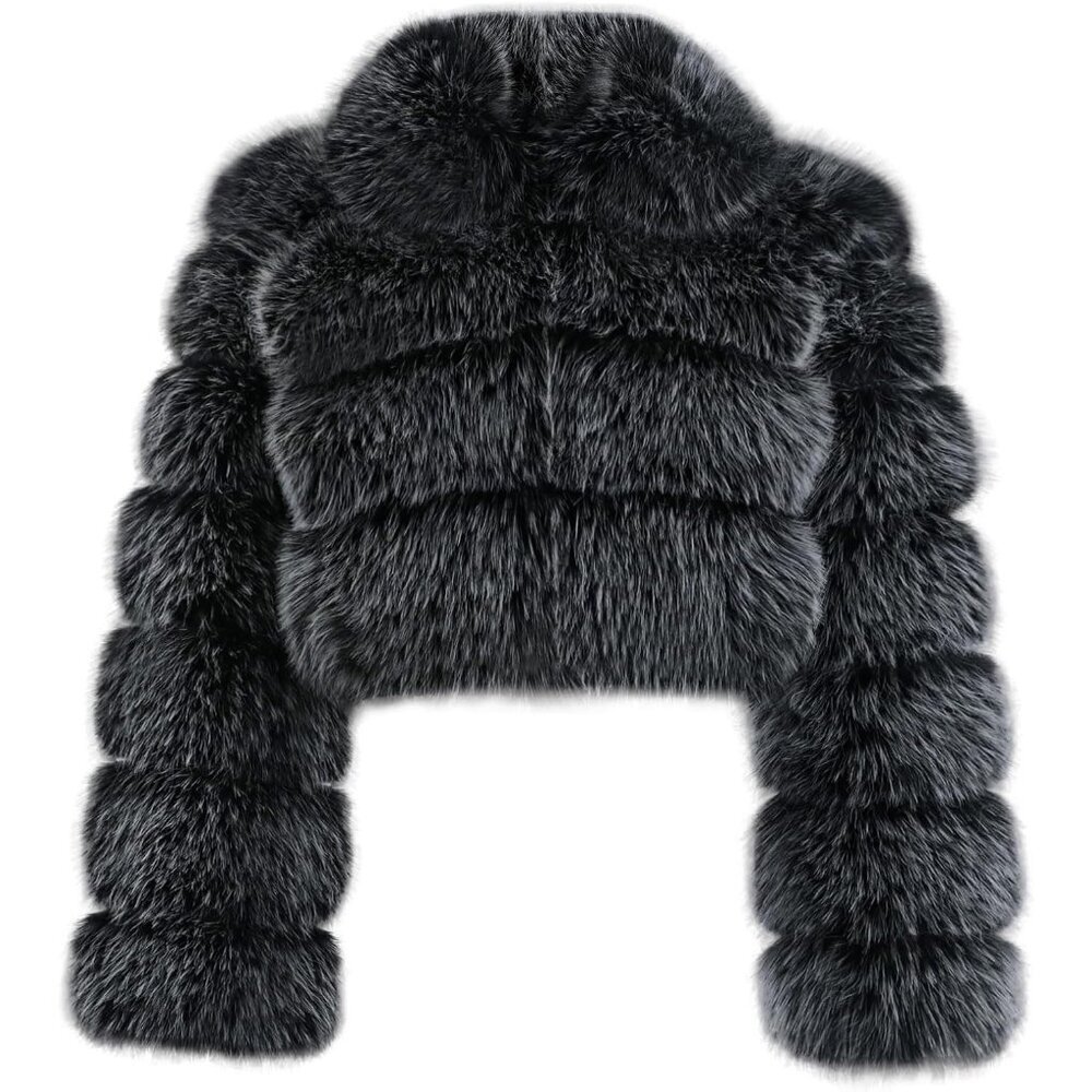 Versatile XX-Large Faux Fur Puffer Jacket - Cropped Comfort for Winter Nights